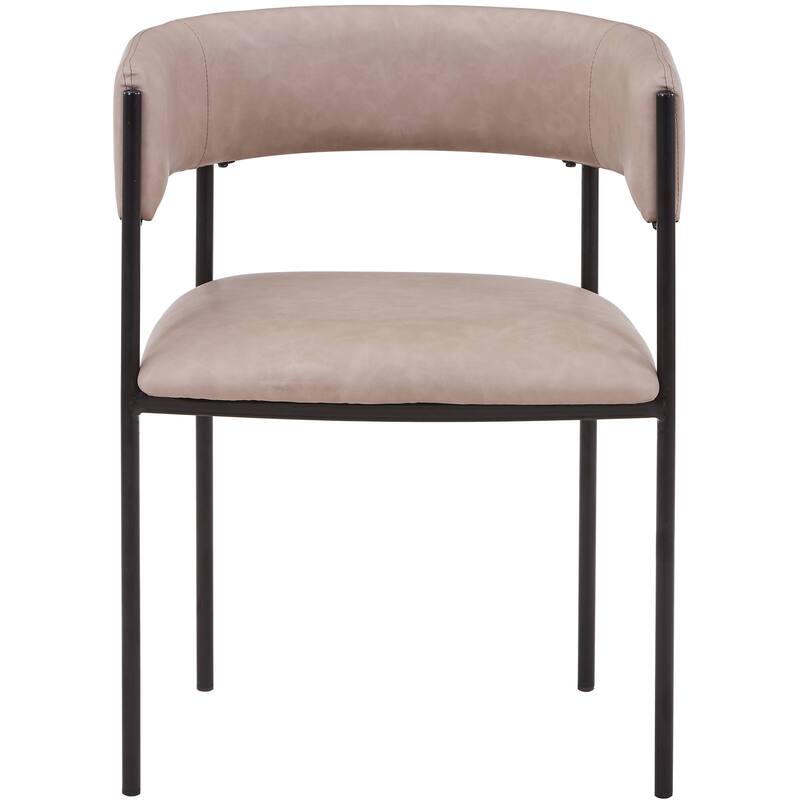 Dining Chair in Leather with Open-Back and Powder Coated Iron Legs Set of 2