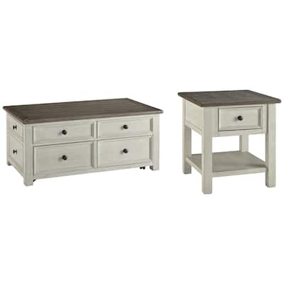 Signature Design by Ashley Bolanburg Brown/White Coffee Table with 1 End Table - 46" W x 26" D x 19" H