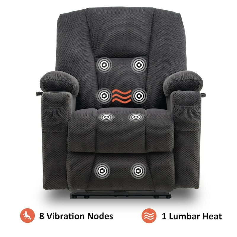 MCombo Electric Power Recliner Chair with Massage & Heat, Plush Fabric 8015