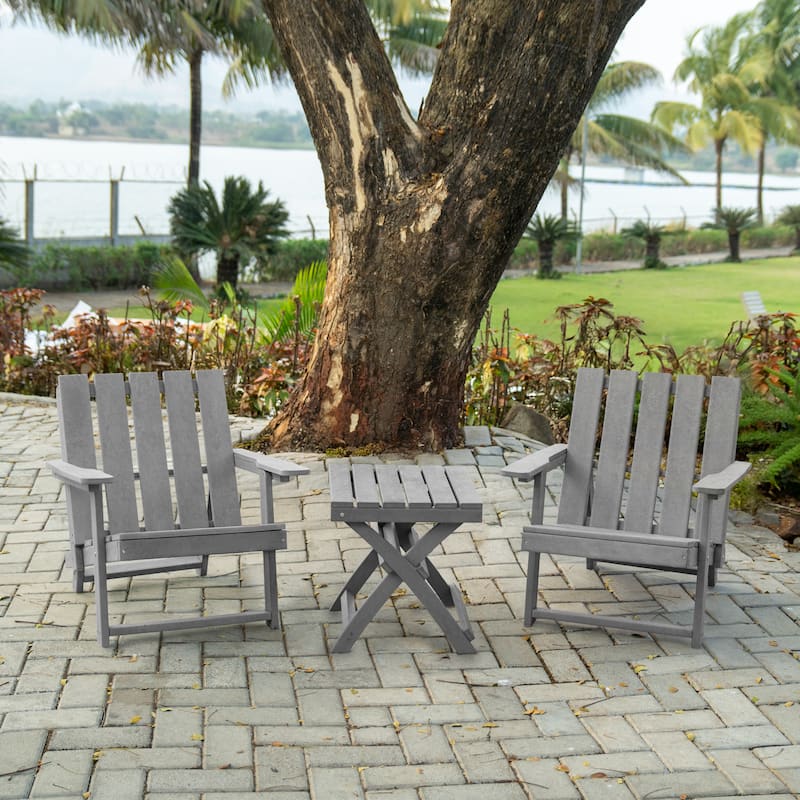Amalfi Fully Assembled All-Weather Outdoor Folding Modern Adirondack Chair and Table Set - 3-piece