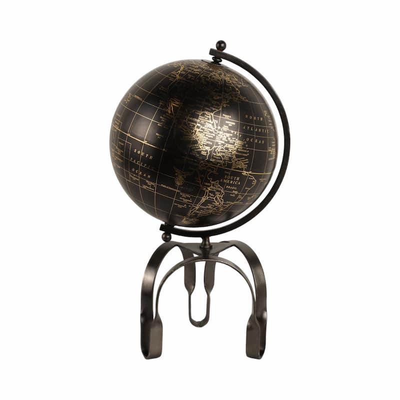 Modern Globe Sculpture with Unique Metal Stand for Home Decor