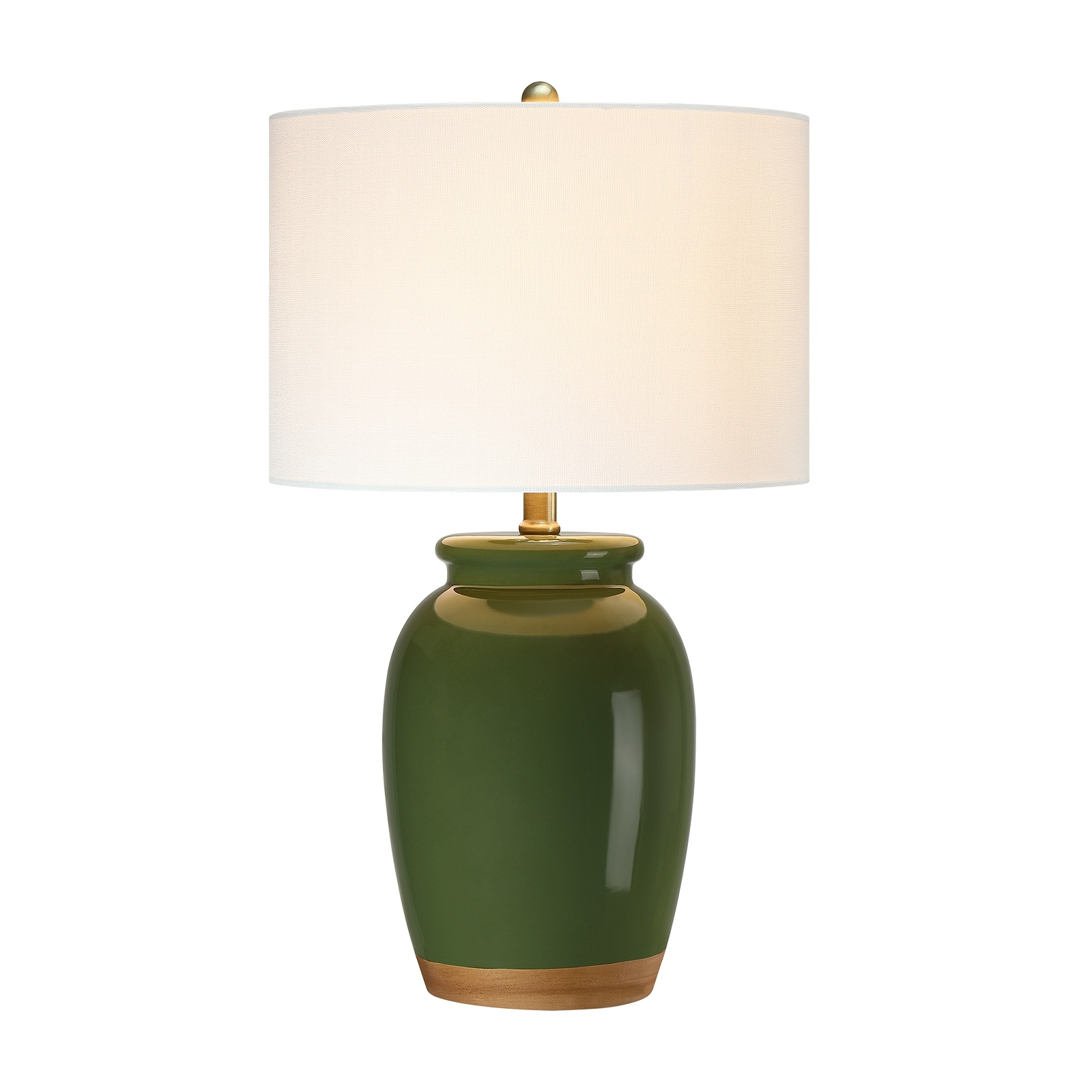 3-Way Ceramic Table Lamp with White Drum Shade - 23" H