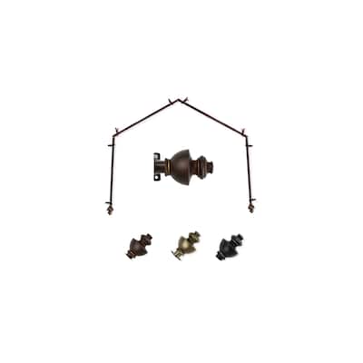 Black Curtain Rods & Hardware Set - Adjustable Rods with Finials - 28 to 48 Inch Metal Rods - M