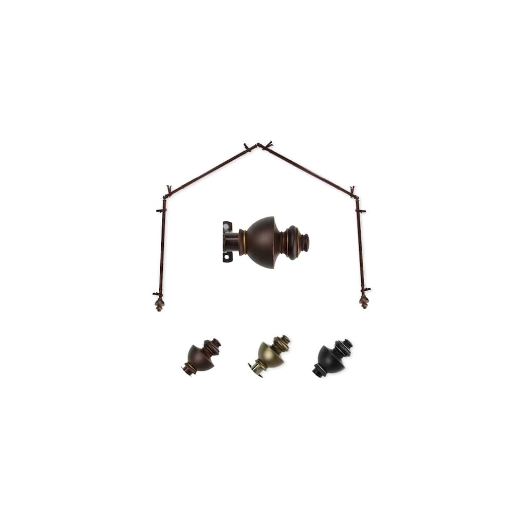 Black Curtain Rods & Hardware Set - Adjustable Rods with Finials - 28 to 48 Inch Metal Rods - M