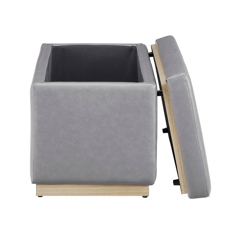 Rue Faux Leather Rectangle Storage Ottoman
