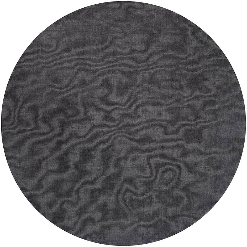 Livabliss Mystique Minimalist Solid Area Rug - 6' x 6' Round - Charcoal - Round