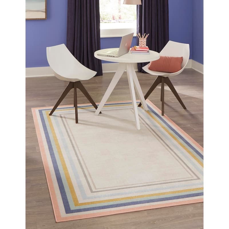 Contemporary Heloise Collection Area Rug - 5'x8' - Ivory-Multi