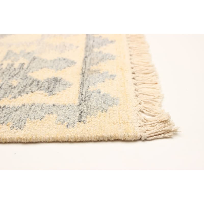 ECARPETGALLERY Flat-Weave Ankara FW Ivory Wool Kilim - 5'3 x 7'7
