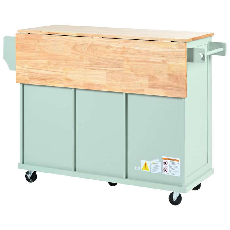 Aill MDF Kitchen Island with Storage Cabinet and 3 Drawers(53-in x30-in x37-in)