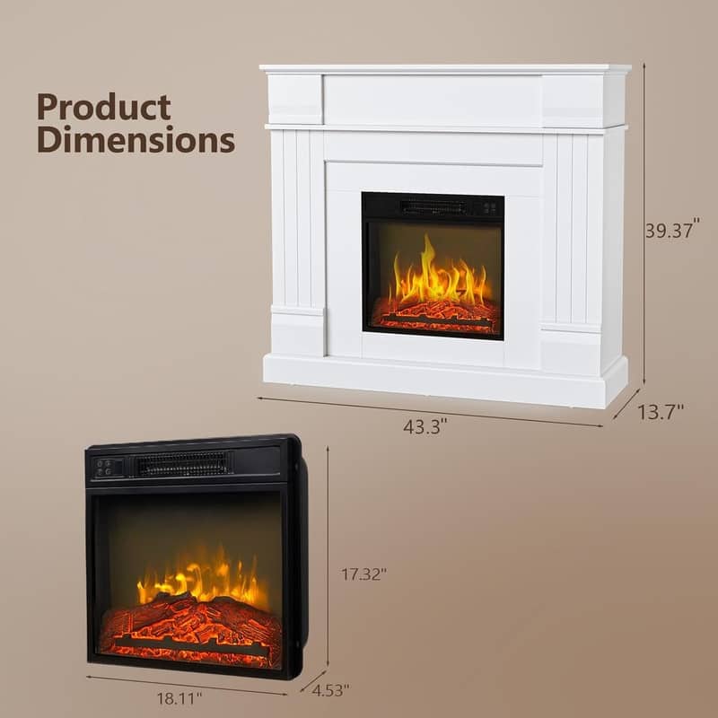 43/47-Inch Smart WiFi Electric Fireplace with 3D Flame and 6 Flame Colors