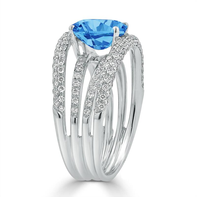Auriya 2 1/3ct Oval Blue Topaz and Diamond Ring 9/10ctw 18K Gold