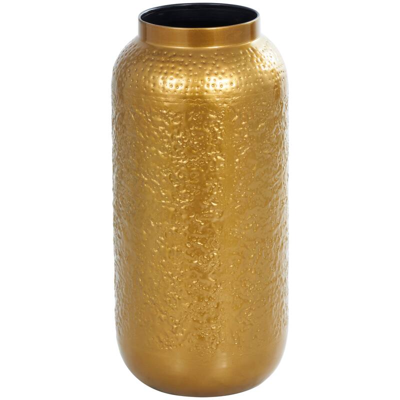 Gold Metal Textured Hammered Vase