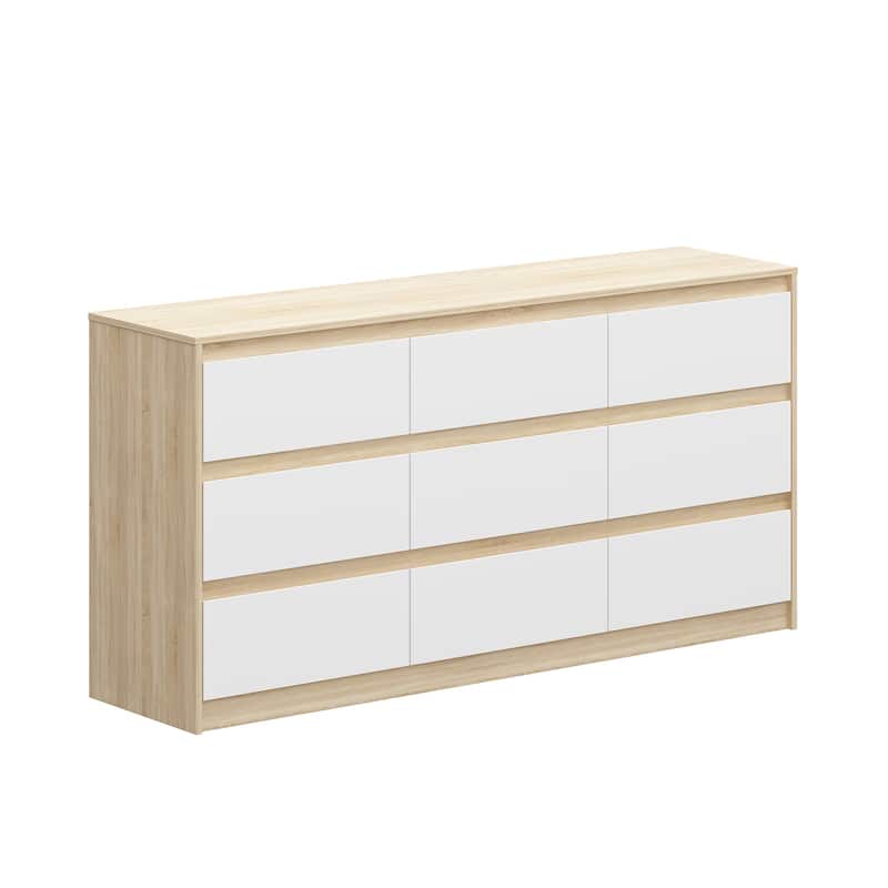 Modern Dresser for Bedroom 9 Drawers Wood Dresser Chest of Drawers