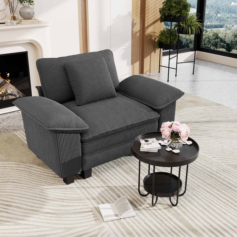 MAISON ARTS Cloud Modular Deep Seat Sofa, Chenille or Corduroy Sectional Couch with Removable Arms, 1–4 Seater - Grey Corduroy(1 Piece) - Symmetrical