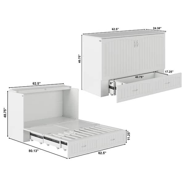 dimension image slide 0 of 7, Southampton Murphy Bed Chest with Mattress & Built-In Charger