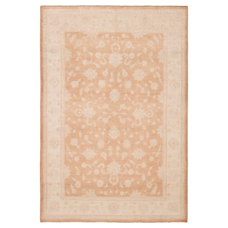 ECARPETGALLERY Hand-knotted Peshawar Oushak Brown Wool Rug - 6'7 x 9'7 - Light Brown - 6'7 x 9'7