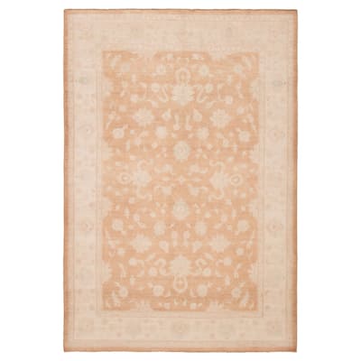 ECARPETGALLERY Hand-knotted Peshawar Oushak Brown Wool Rug - 6'7 x 9'7