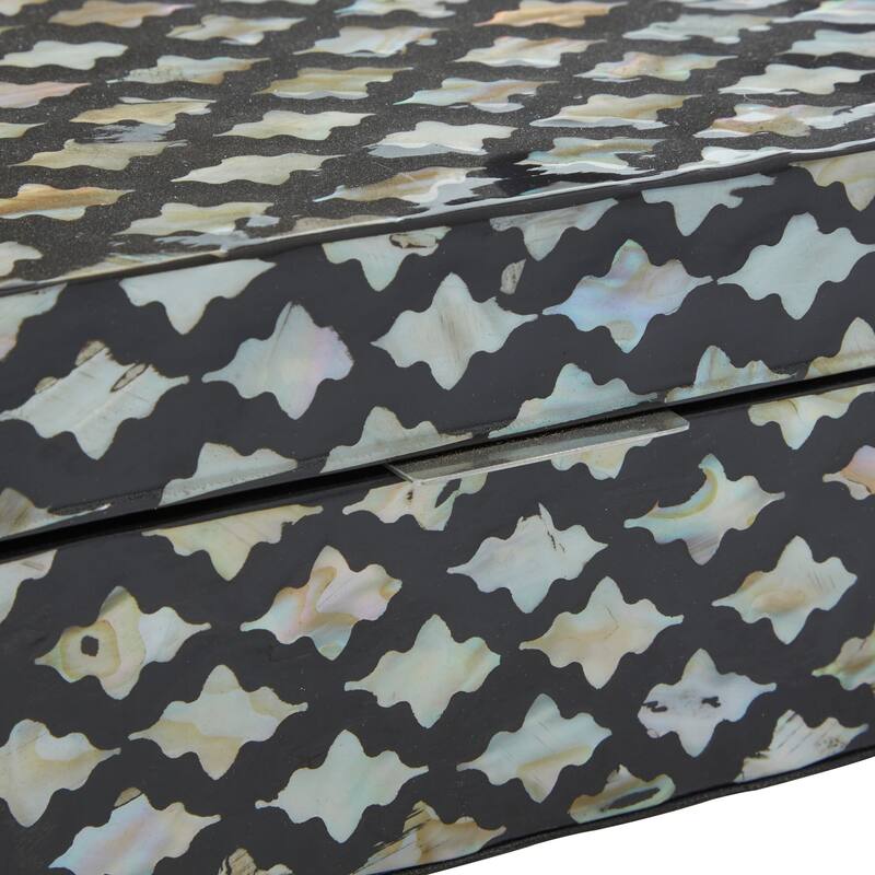 Mother of Pearl Handmade Geometric Box with Hinged Lid (Set of 2)