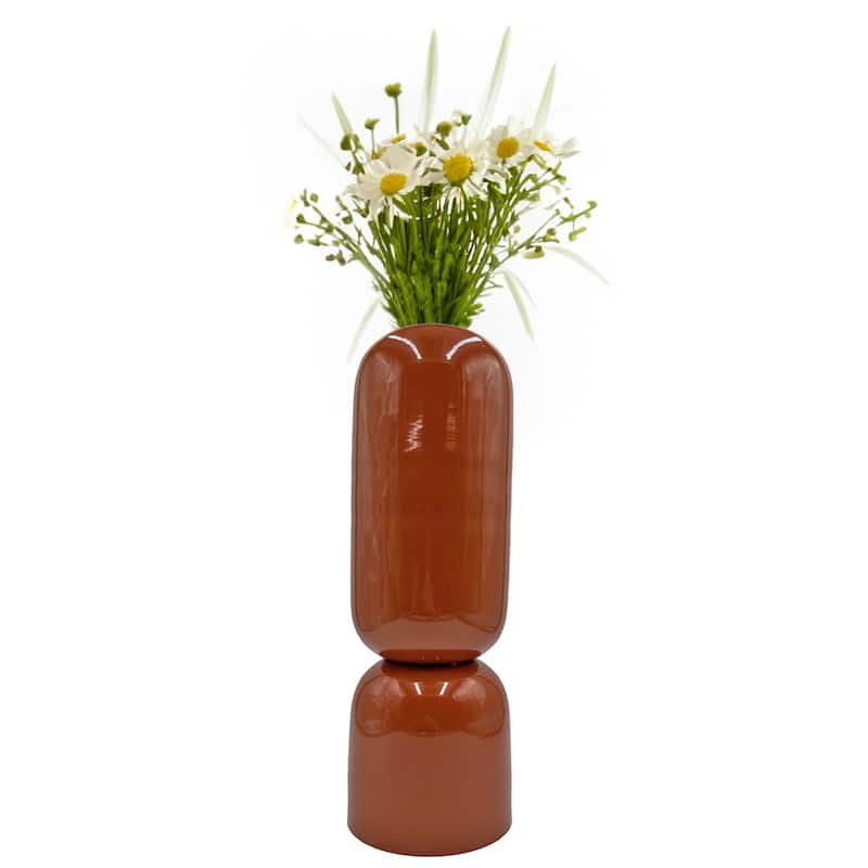 19 Inch Tall Decorative Handmade Iron Cylinder Flower Vase