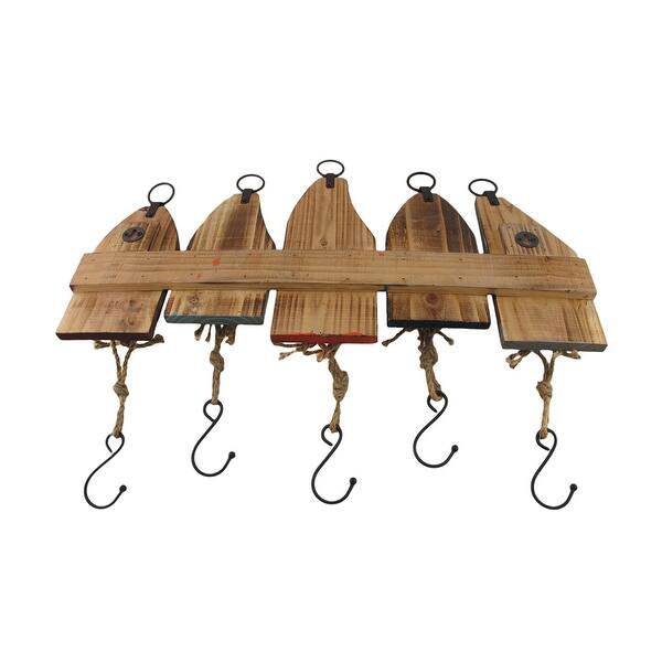 Shop Wooden Distressed Pulley And Rope Hanging Decorative Wall