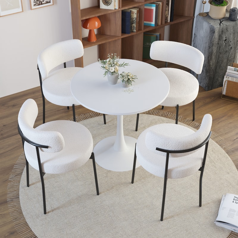 Mid-Century Modern Boucle Dining Chairs, Set of 2