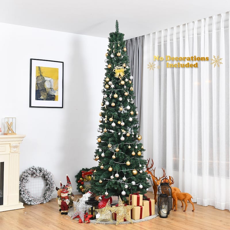 Gymax 8Ft PVC Artificial Pencil Christmas Tree Slim w/ Stand Home
