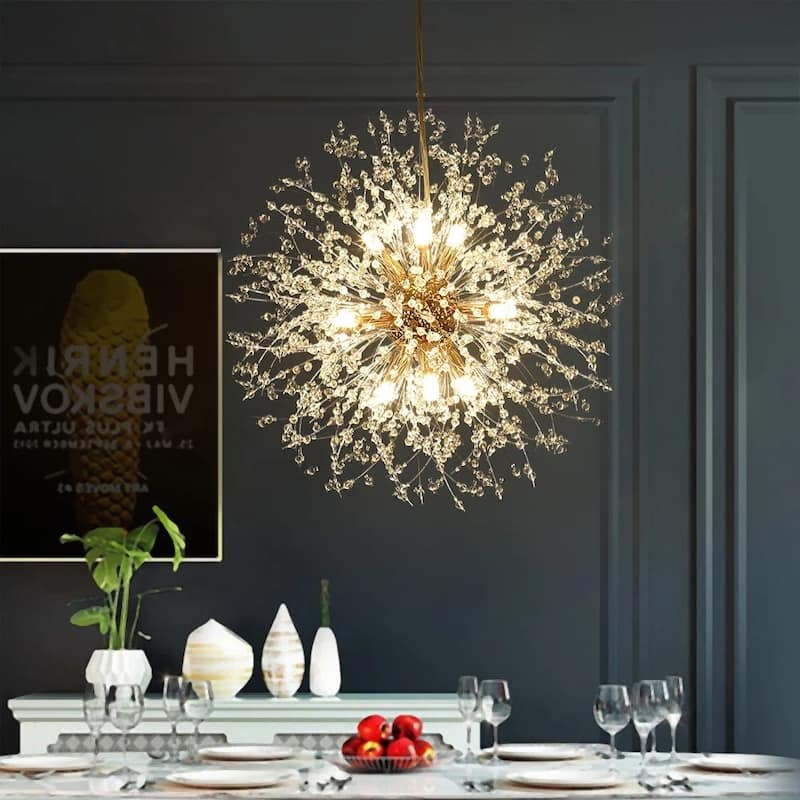 9 - Light Modern Metal Sputnik Pendant with Crystal Chandelier