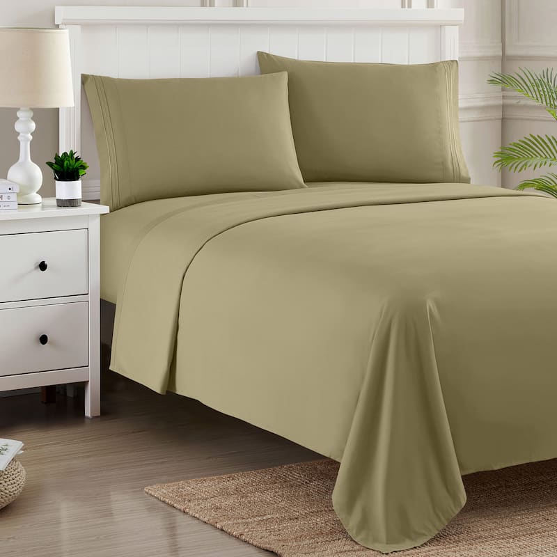 Sweet Home Collection Deep Pocket Soft Microfiber 4-Piece Solid Color Bed Sheet Set