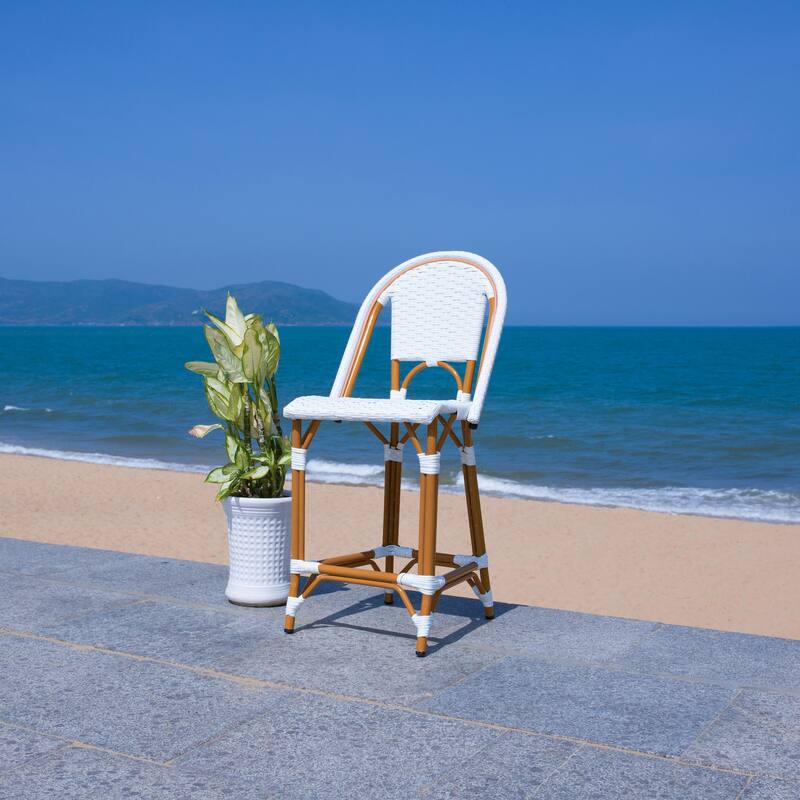 SAFAVIEH Leonica Outdoor Bistro 25-inch Seat Height Counter Stool (Fully Assembled) - 20"W x 21"D x 43"H