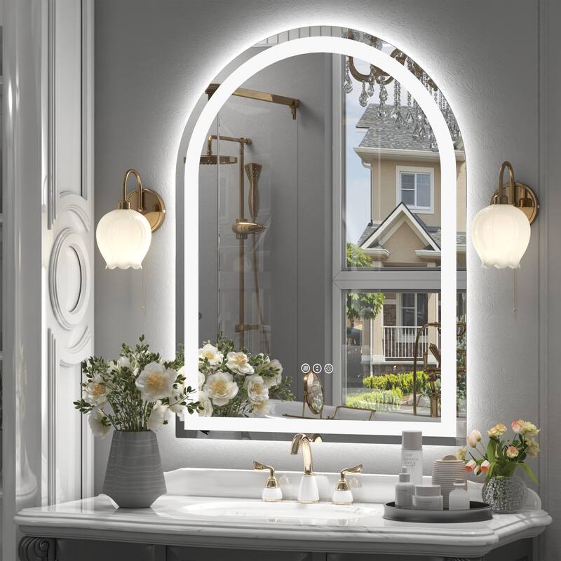 Arched LED Bathroom wall Mirror Front and Backlit light Anti Fog with 3 Year Warranty