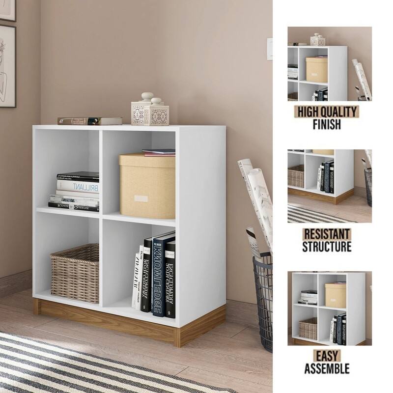 Lider Design Modern Cube Low Bookshelf Open Display Storage Shelves Shoe Storage and Organizer for Bedroom and Home Office