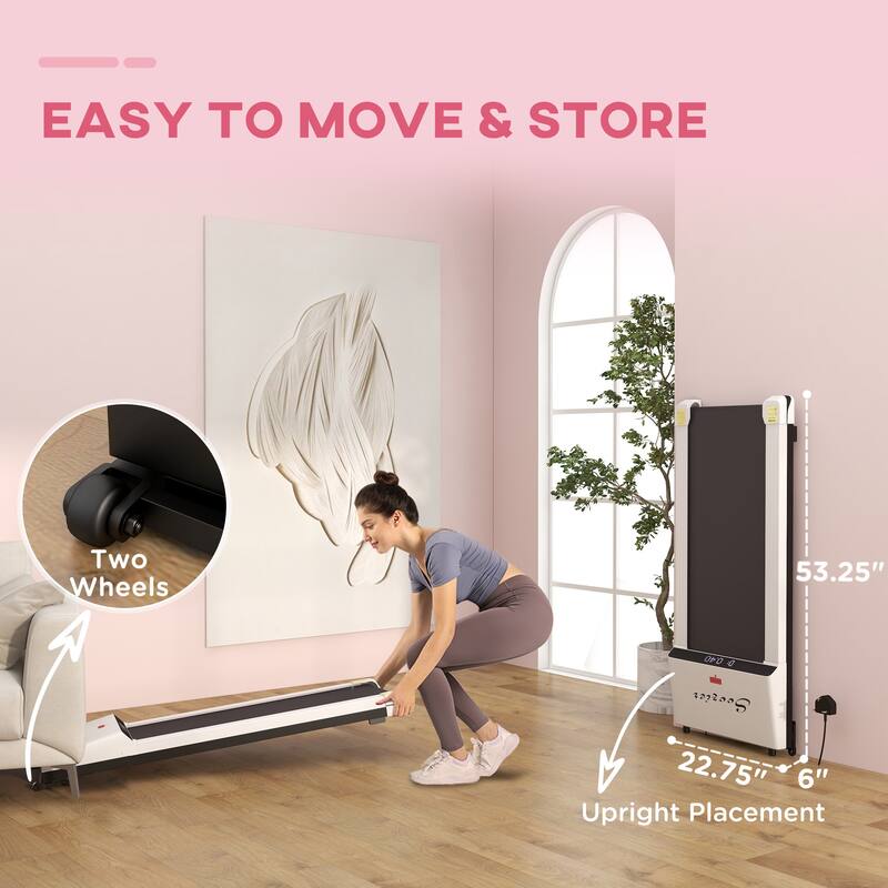 Under Desk Walking Pad Treadmill Portable Running Machine with Remote and Wheels, 2.5HP Walking Jogging Treadmills