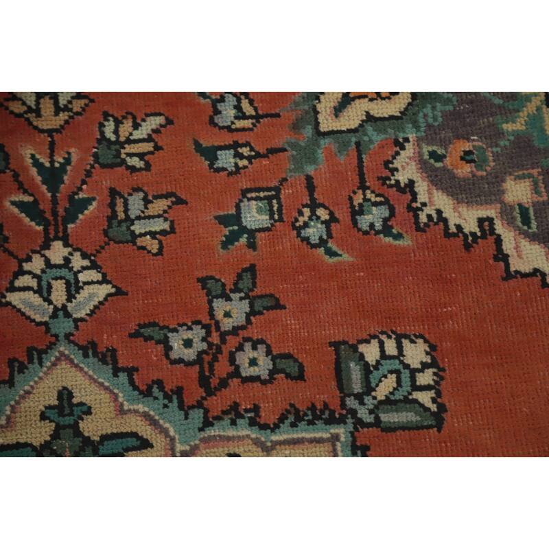 Hand Knotted Oriental 100% Wool Carpet Traditional Floral Oranges & Rust Tabriz Area Rug - 4' 6'' X 3' 3''