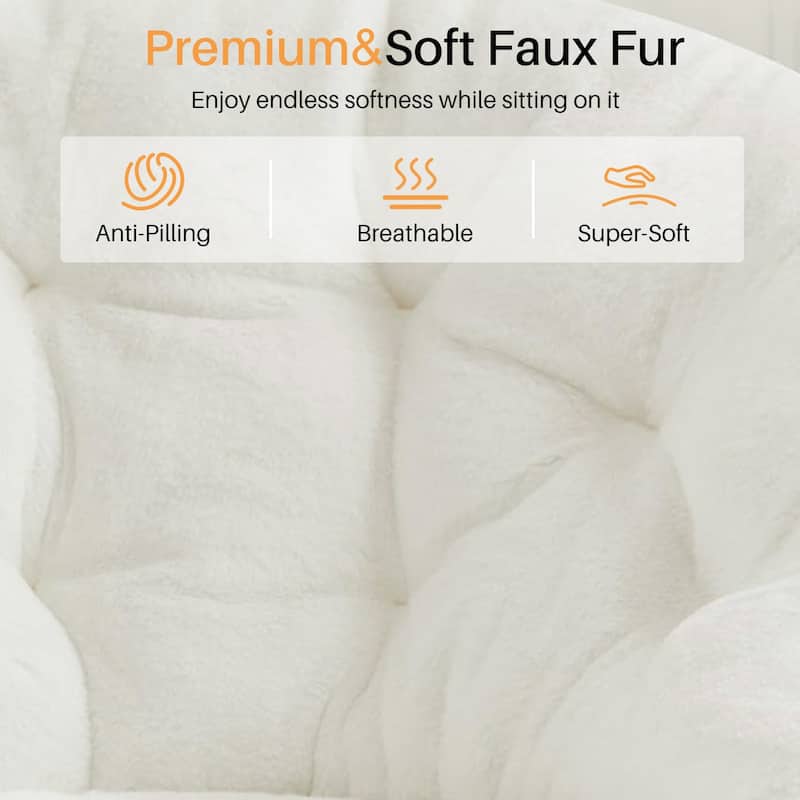 Cozy Saucer Chairs Faux Fur Living Room Reading Lounge Furniture Folding Comfy - 25.6"D x 35.8"W x 32.3"H