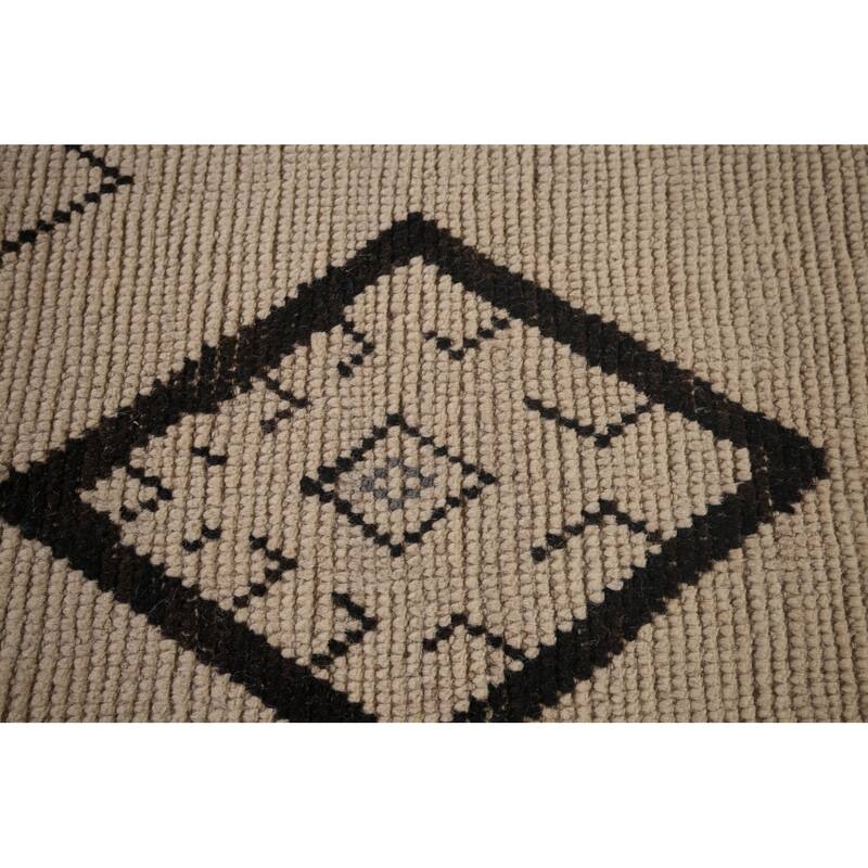 All-Over Geometric Moroccan Modern Area Rug Handmade Wool Carpet - 7'8"x 10'10"
