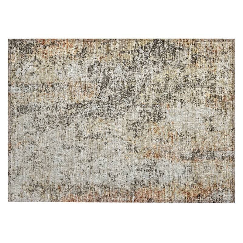 Machine Washable Indoor/ Outdoor Abstract Contemporary Chantille Rug
