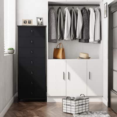 Slim Tall Vertical 7-Drawer Chest Dresser Closet Storage Organizer Unit for Bedroom