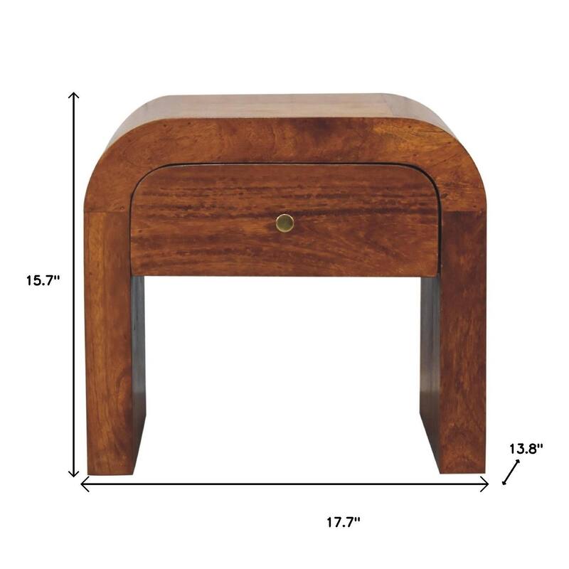 HomeRoots 16" Chestnut Solid Wood One Drawer Nightstand