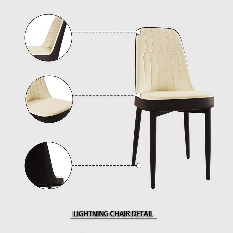 Modern Dining Set with Rectangular Glass Table & PU Upholstered Chairs