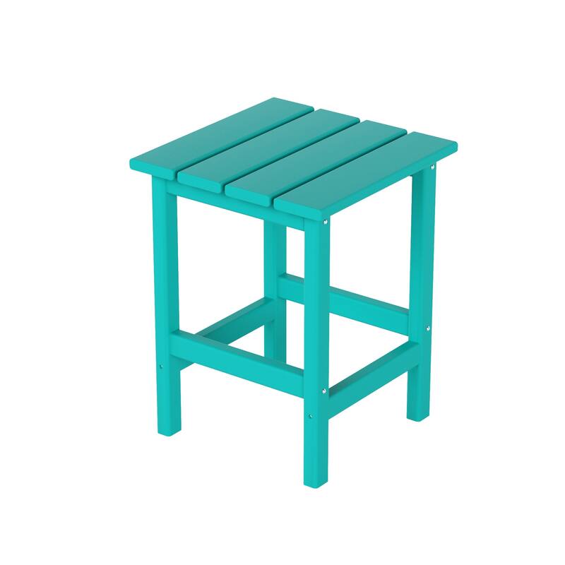 POLYTRENDS Laguna HDPE Eco-Friendly Outdoor Square Patio Side Table - Turquoise