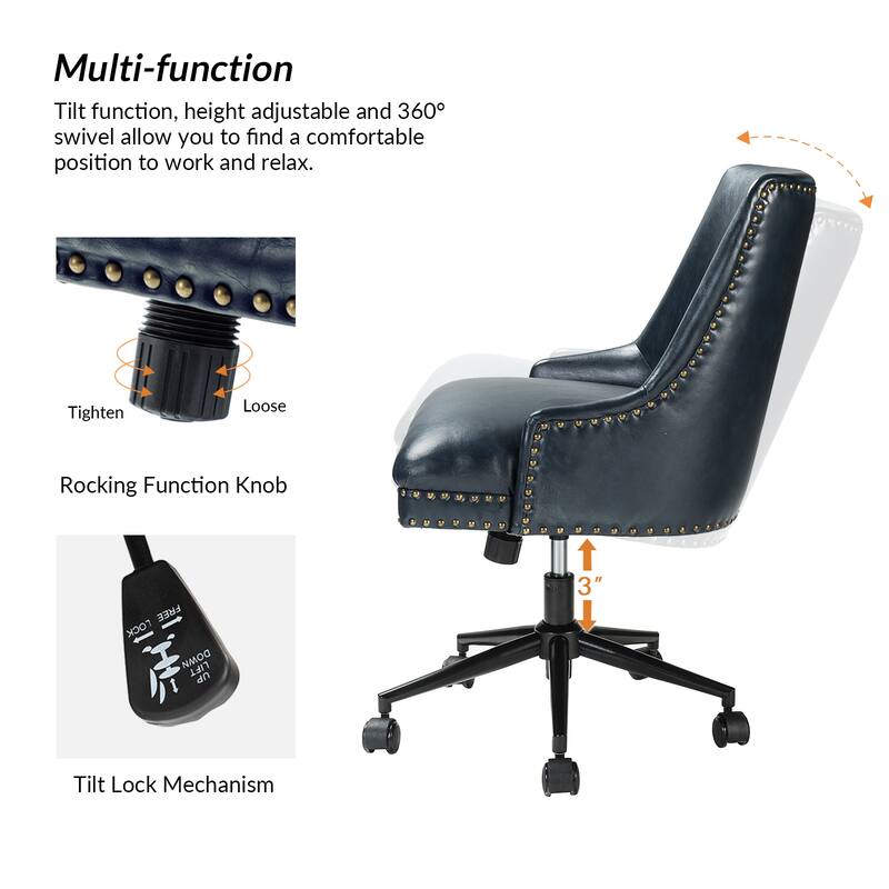 Sonia Modern Faux Leather Task Chair with Height-adjustable by HULALA HOME