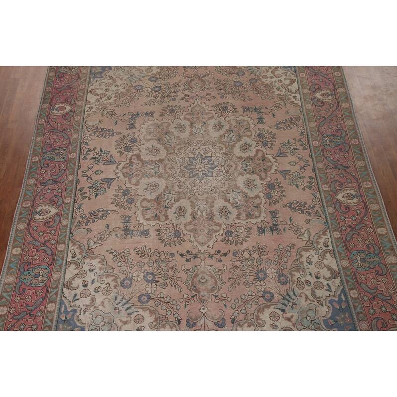 Tabriz Persian Vintage Area Rug Hand-knotted Wool Carpet - 8'10" x 12'10"