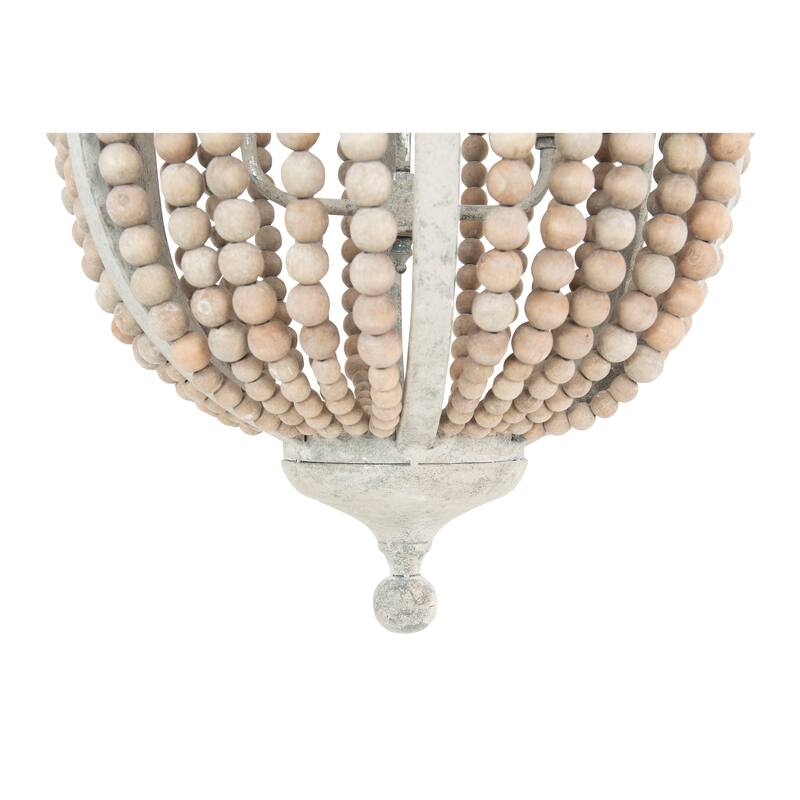 Metal and Draped Wood Bead Chandelier