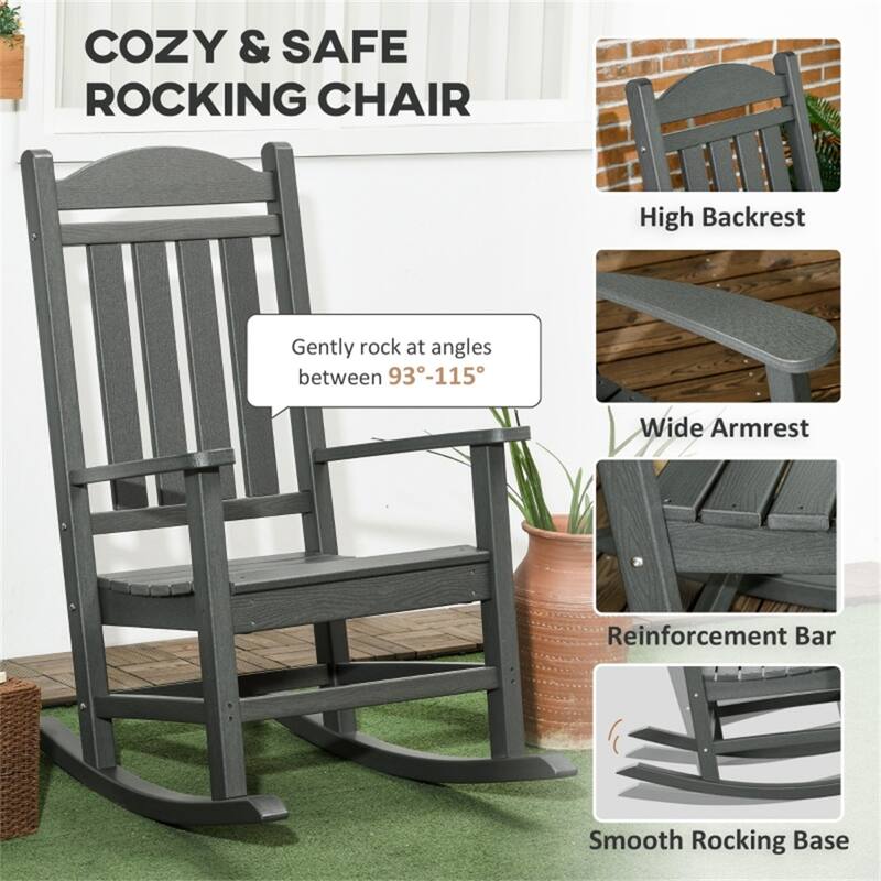 Outdoor Rocking Chair HDPE Weather Resistant Patio Garden Chair