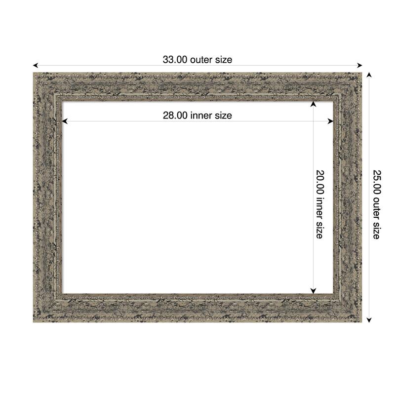 Attic Aged Framed Dry Erase Magnetic Board - 33 x 25 in - Attic Aged Silver