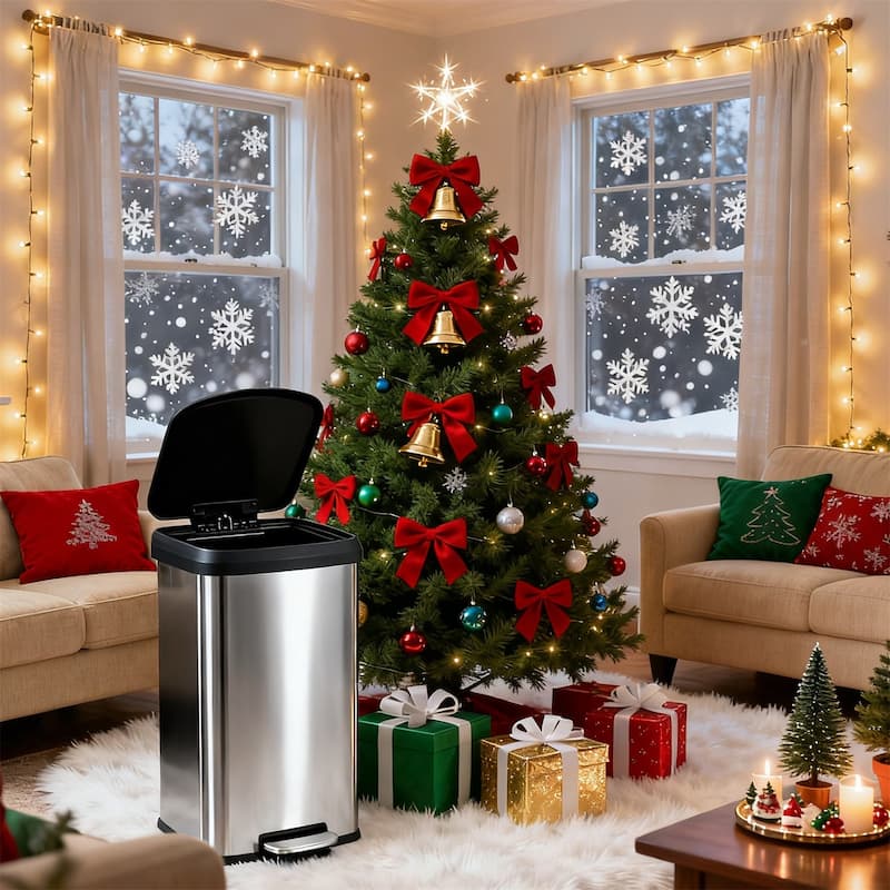 80 Liter / 21 Gallon Soft-Close, Smudge Resistant Trash Can with Foot Pedal, Stainless Steel, Sleek Finish