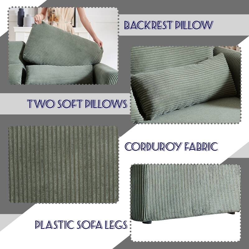 Corduroy Fabric Free Combination Sofa Set w/Support Pillow