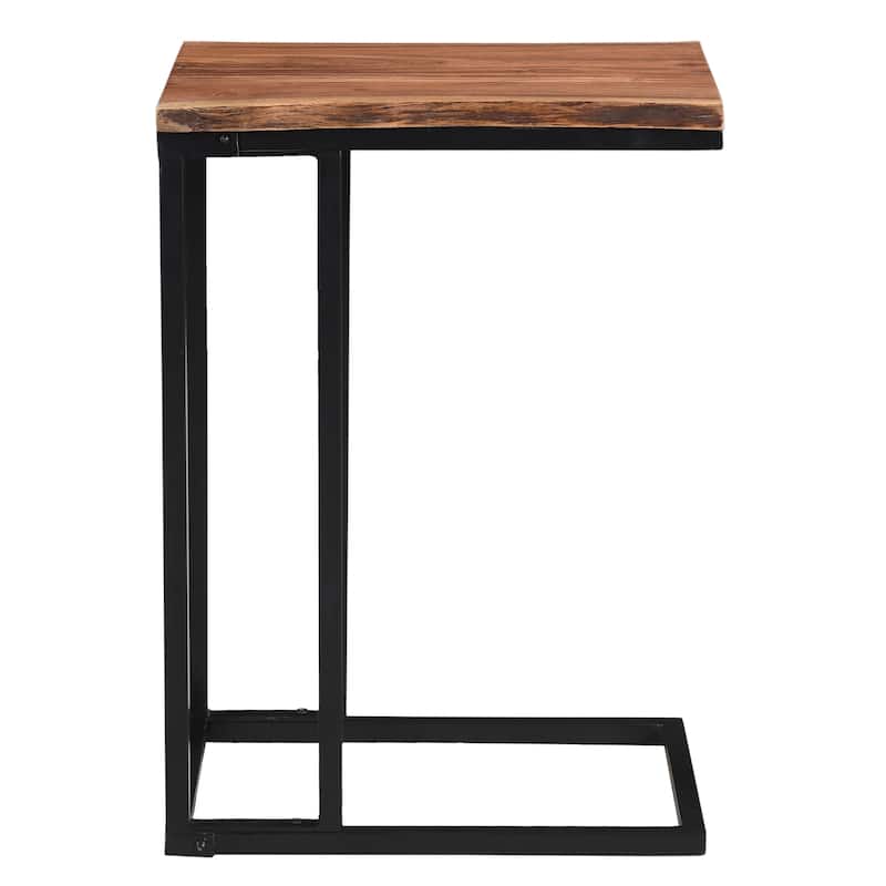 Rustic Industrial Solid Wood Accent Table in Natural