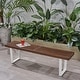 preview thumbnail 16 of 18, Fresno Outdoor Acacia Dining Bench by Christopher Knight Home - N/A dark brown, white wash