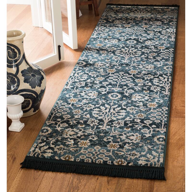 SAFAVIEH Serenity Wendel Traditional Oriental Rug with Fringe - 2'3" x 8' Runner - Turquoise/Cream